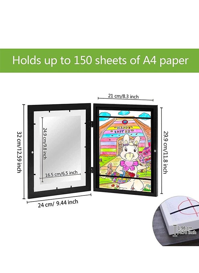 Muyixin - 2 Pcs Kids Art Frame Front A4 Flip Photo Picture Frames Opening Frames Artwork Display Storage Frames For Children Drawing Crafting Children Art Projects For Children Drawing Crafting Schoolwork (Whi - Image 1