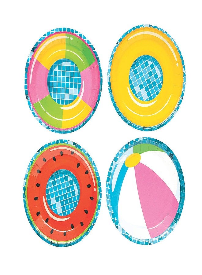 Fun Express Pool Party Beach Ball Paper Dessert Plates - Disposable Pool Beach Ball Theme Plates - Party Decorations Tableware Perfect for Birthday Baby Showers - Supplies - 8 Pieces