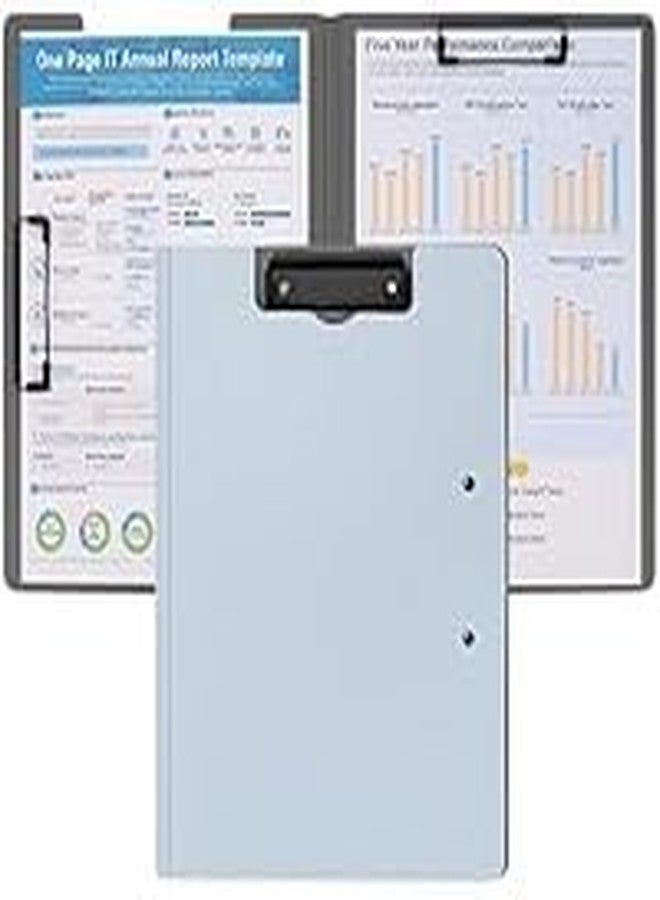 CREDSY A4 Clipboard File Folder with Top & Side 2 Clips | PVC Flip Writing Pad for A4 & Letter Size Papers | Office, School, Hospital & Student Use | Sky Blue - Image 5