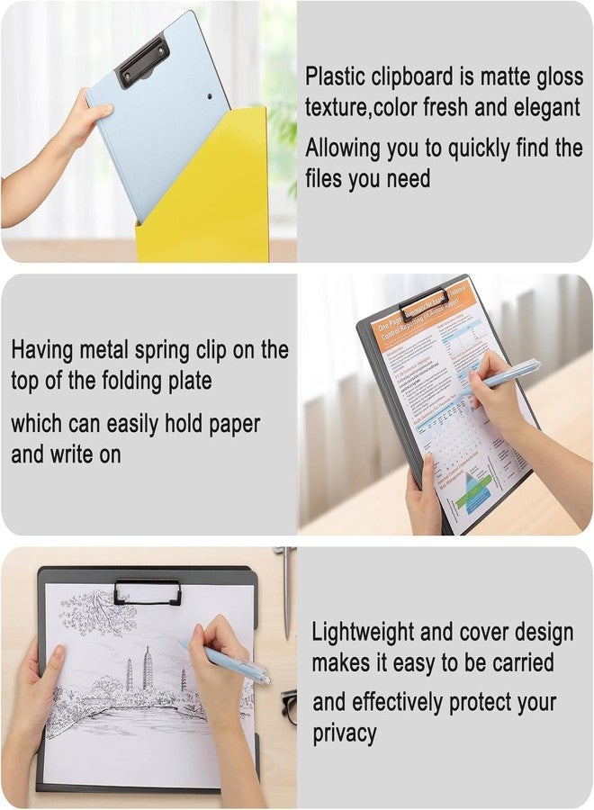 CREDSY A4 Clipboard File Folder with Top & Side 2 Clips | PVC Flip Writing Pad for A4 & Letter Size Papers | Office, School, Hospital & Student Use | Sky Blue - Image 2