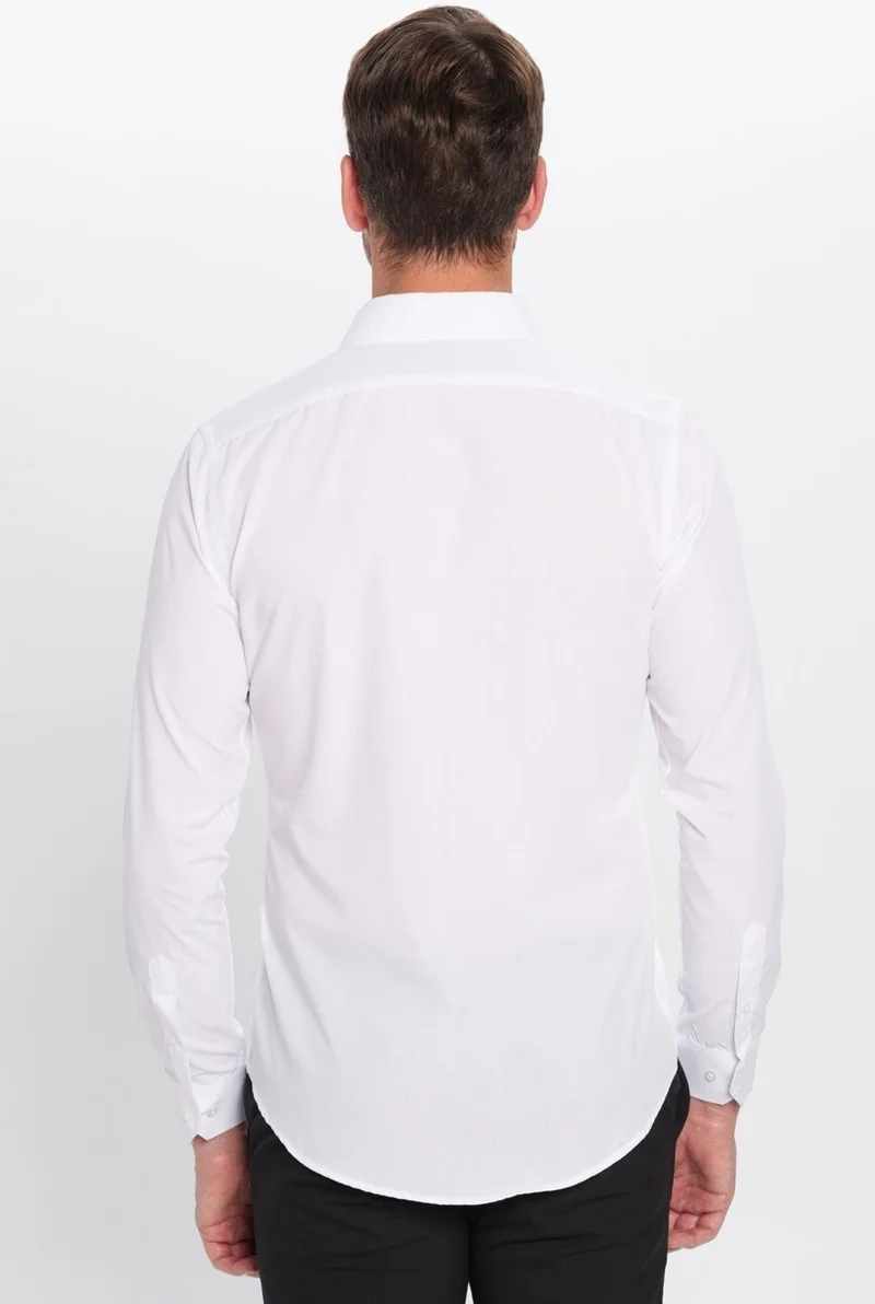 Tudors Men's Slim Fit Slim Fit Cotton Terry Cotton Fabric Easy Iron White Shirt