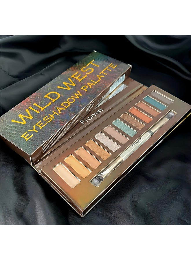 FROMST  Wild West Eyeshadow Palatte,12 Colors Makeup Smoky Eyeshadow Palette Natural Nude Matte Shimmer Glitter Pigment Eye Shadow Pallete Set Black Eye Shadow Halloween Make Up for Women,#C Wild West - Image 4
