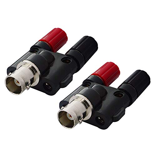 onelinkmore BNC Female to Dual Banana Female Socket Binding Post RF Coax Splitter Adapter Connector for HF Radio Antennas Pack of 2 - Image 1