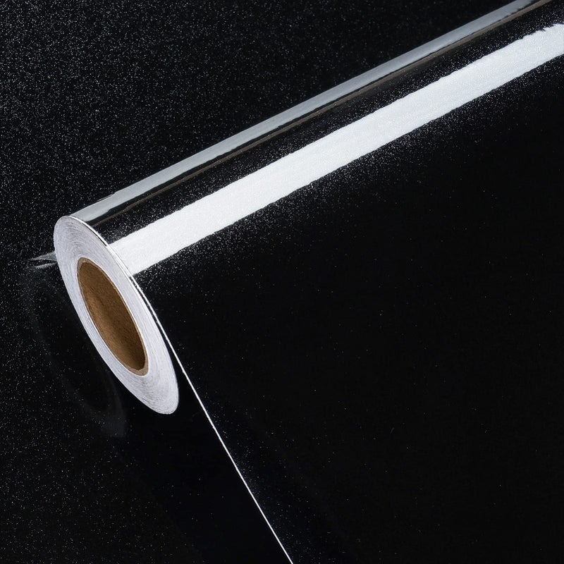 Wallercity Glossy Black Contact Paper Peel and Stick Shiny Glitters Countertop Contact Paper Self Adhesive Removable Wallpaper for Cabinets 15.8"x118" Waterproof Kitchen Table Tops Cover Vinyl Film - Image 3