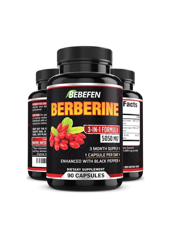 BEBEFEN Berberine Supplement for Supports Healthy Immune System, Cardiovascular Heart 90 Caps 30 day supply