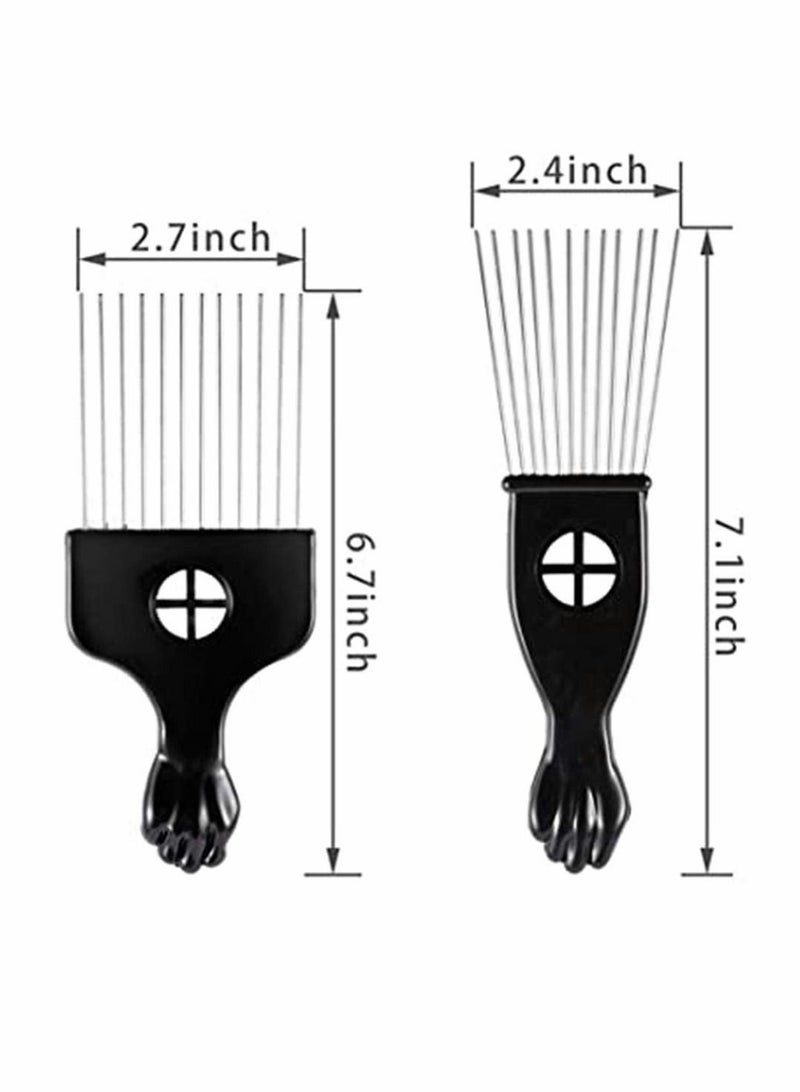 KASTWAVE Metal Hair Pick, 3 Pack Wide Tooth Afro Pick for Men, Hair pick for Curly Hair for Women, Afro Pick Lift Pick Comb Tool for Wig Braid Detangle, Hair Styling - Image 3