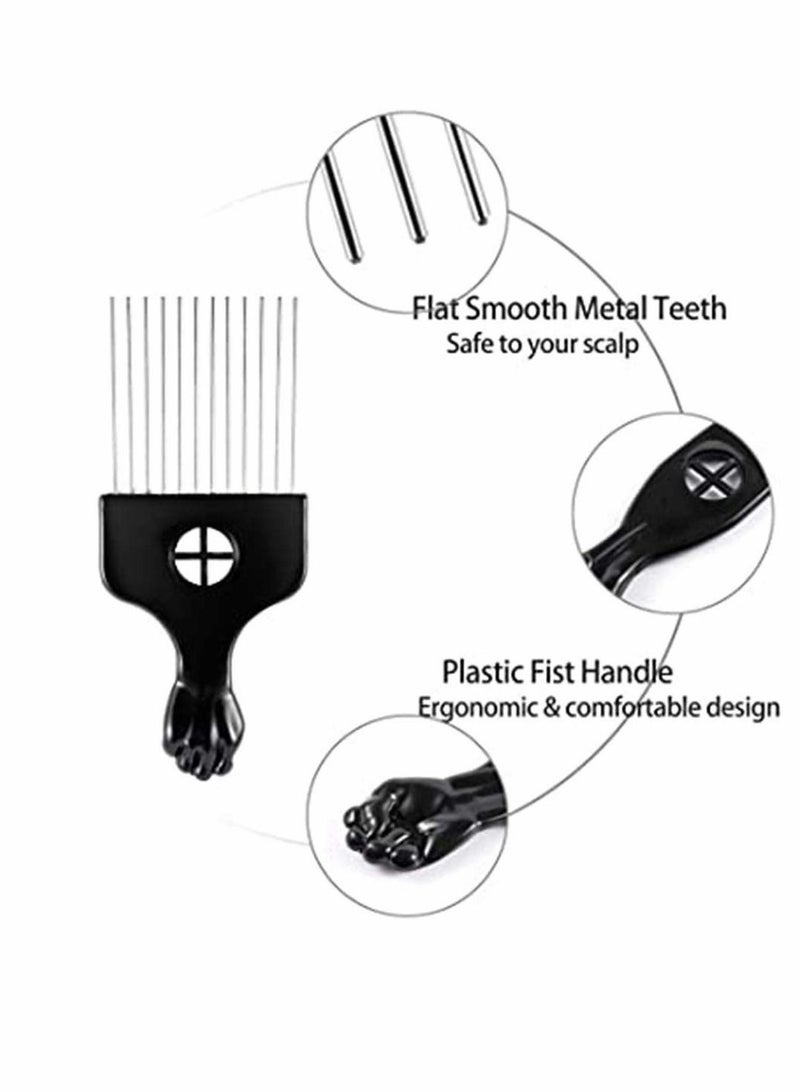 KASTWAVE Metal Hair Pick, 3 Pack Wide Tooth Afro Pick for Men, Hair pick for Curly Hair for Women, Afro Pick Lift Pick Comb Tool for Wig Braid Detangle, Hair Styling - Image 2