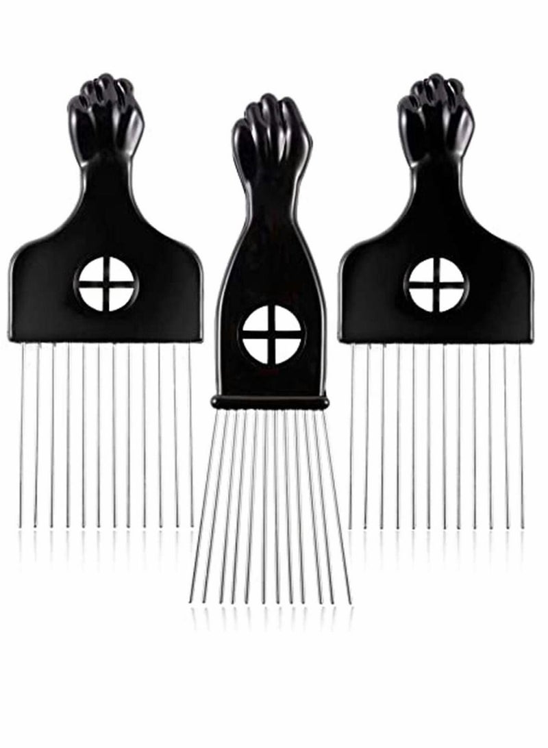 KASTWAVE Metal Hair Pick, 3 Pack Wide Tooth Afro Pick for Men, Hair pick for Curly Hair for Women, Afro Pick Lift Pick Comb Tool for Wig Braid Detangle, Hair Styling - Image 1