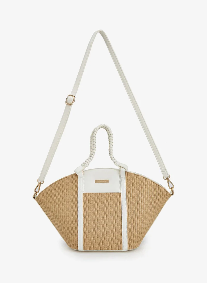 ببرمنة Textured Tote Bag With Double Handle
