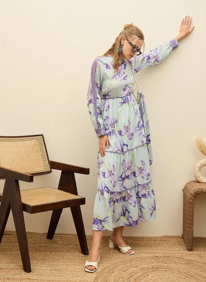 ساسافراس Floral Printed Fit & Flare Maxi Dress for Women