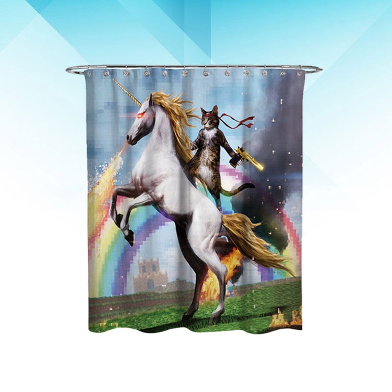 Cartoon Shower Curtain 3D Printing Curtain Home Decor Bathroom Decor Shower Curtains (Funny Cat) - Image 5