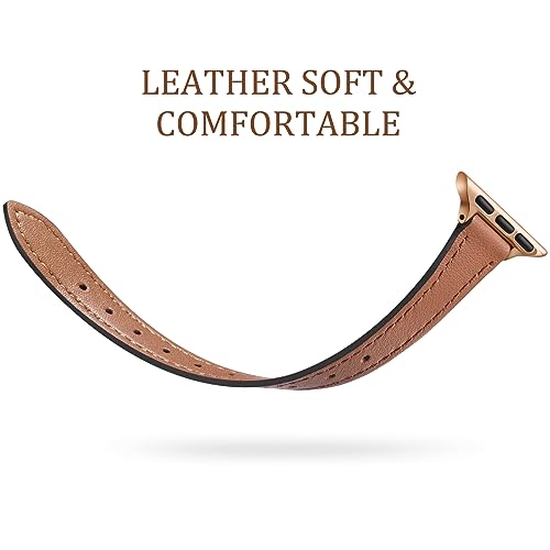 Charlam Slim Leather Band Compatible with Apple Watch Band 40mm 38mm 41mm 42mm 44mm 45mm 46mm Women,Top Grain Genuine Leather Strap Thin Wristband for iWatch Series 11 10 9 8 7 6 5 4 3 2 1 SE Ultra 3 - Image 3
