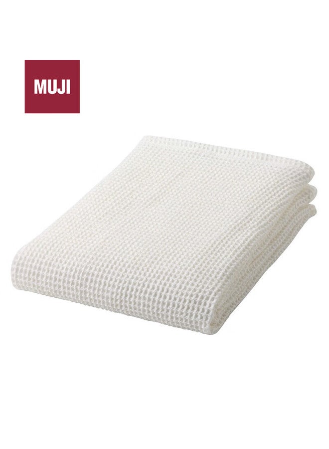 MUJI منشفة حمام موجي القطنية بتصميم خلية النحل، رقيقة، قطن نقي ناعم، كبيرة جداً، سريعة الجفاف، ماصة، 70×140 سم، بيضاء - Image 1