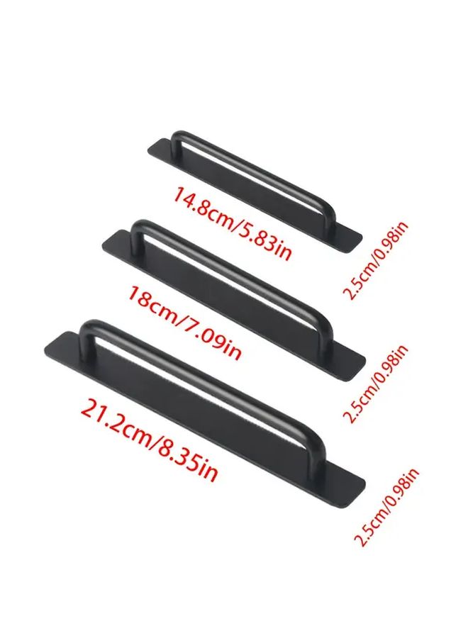Black No Drill Adhesive Door Handles 18cm Stainless Steel Stick On For Glass Cabinet Wardrobe Drawer - Image 3