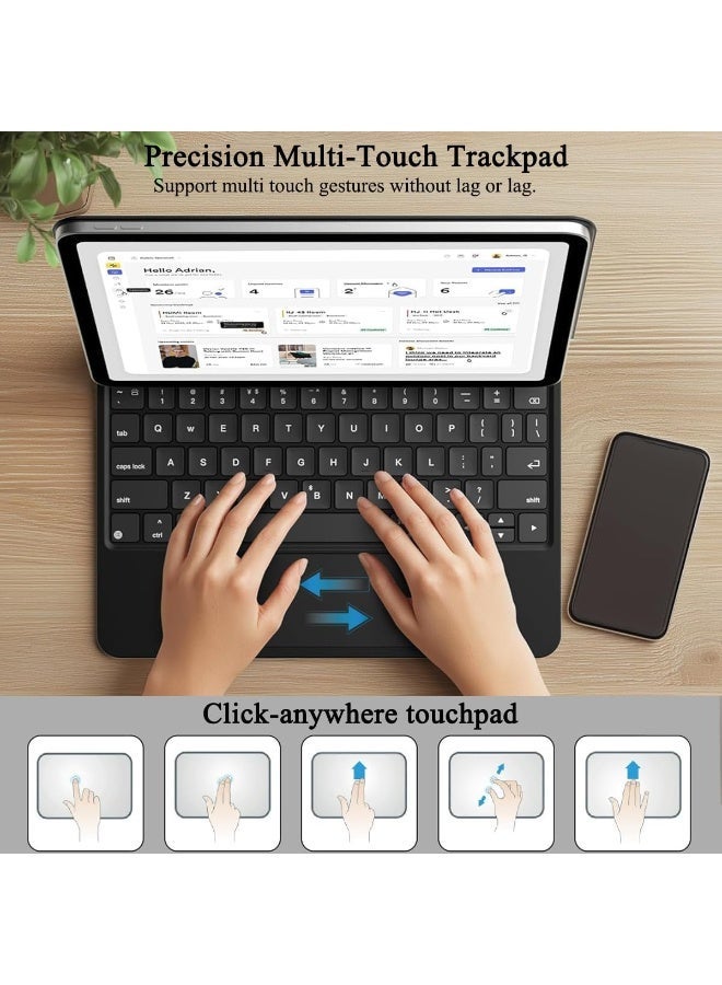 Muzz Magic Keyboard for iPad Pro 13 inch M5/M4 (2025/2024), Keyboard Case for iPad Pro 13" with Magnetic Floating Stand, Power Digital Display, Multi-Touch Trackpad, With Backlight - Image 4