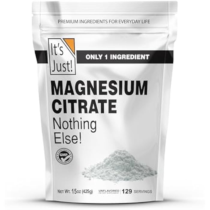 It's Just! It's Just - Magnesium Citrate Powder, 15oz, Non-GMO Magnesium Supplement, Unflavored (15oz / 129 Servings) - Image 1