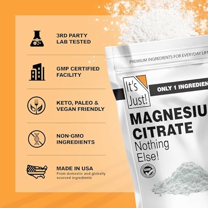 It's Just! It's Just - Magnesium Citrate Powder, 15oz, Non-GMO Magnesium Supplement, Unflavored (15oz / 129 Servings) - Image 5