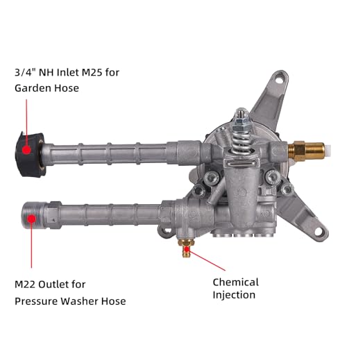 Mikatesi 7/8" Shaft Vertical Pressure Washer Pump for SRMW22G26-EZ 2.2G24, 2.2 2.5 GPM 2600-3000 PSI for TroyBilt Karcher Craftsman Generac Fits Most 4-7 HP Engines with 5 Nozzle - Image 2