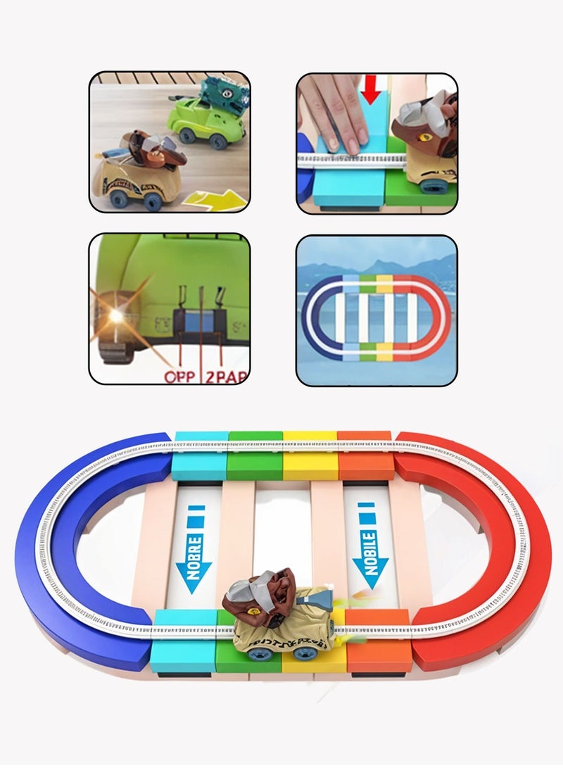 Mechanical Dinosaur Block Track Set for Kids , 21 Piece DIY Puzzle Race Track Toy with Brilliant Lights , Fun Competitive Track Play for Boys & Girls Ages 3+ , Educational Toy for Quick Thinking & Imagination Building - Image 1