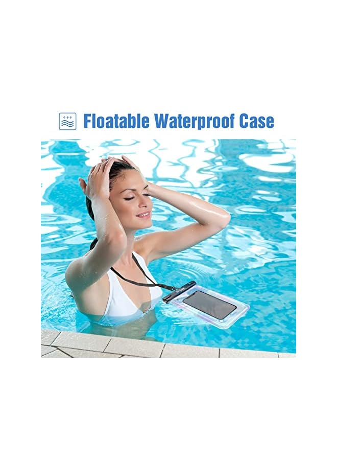 Procases Floating Waterproof Phone Pouch, Universal Float Underwater Dry Bag Case for iPhone 13 Pro Max/ 12 Pro Max 11 XS XR 8 7 Plus Galaxy Pixel up to 7.0" for Beach Swimming -2 Pack, Sparkle - Image 3