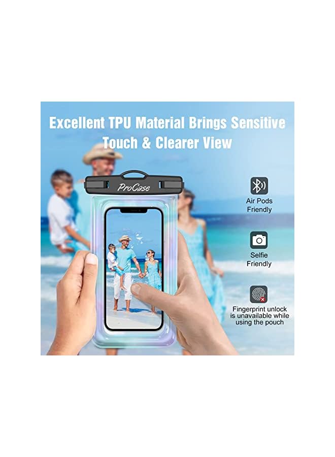 Procases Floating Waterproof Phone Pouch, Universal Float Underwater Dry Bag Case for iPhone 13 Pro Max/ 12 Pro Max 11 XS XR 8 7 Plus Galaxy Pixel up to 7.0" for Beach Swimming -2 Pack, Sparkle - Image 5