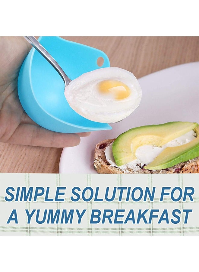 Egg Poacher Cups, Egg Boiler Mold Cup, Silicone Egg Poachers, Egg Poaching Cups with Ring Standers, Poached Egg Cups for Microwave Air Fryer Stovetop Egg Cooking, Non-Stick BPA-Free, Set Of 4  - Image 3