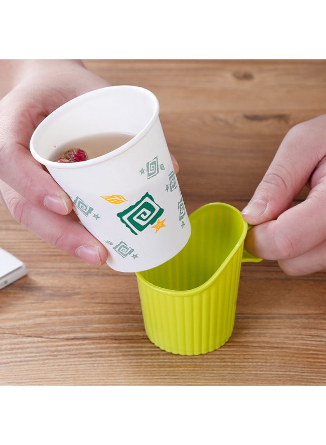 Household Disposable Paper Cup Holder Office Plastic Cup Cover Boiling Water Heat Insulation Anti-scalding Thickened Cup Holder Cup Cover-Color:Color Random Blend-Specifications:About 7.4*8.5 (manual Measurement With Error) - Image 4