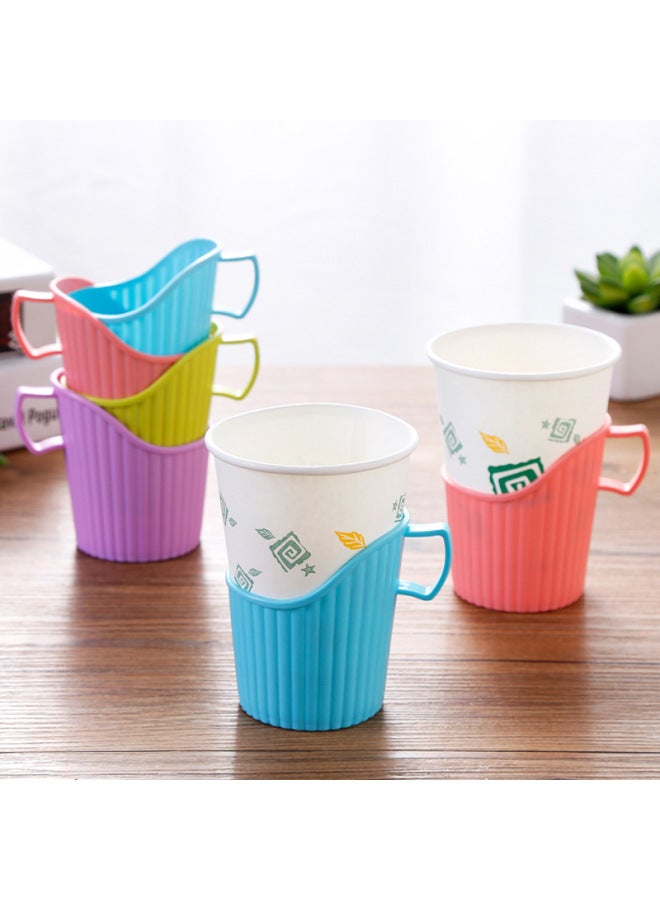 Household Disposable Paper Cup Holder Office Plastic Cup Cover Boiling Water Heat Insulation Anti-scalding Thickened Cup Holder Cup Cover-Color:Color Random Blend-Specifications:About 7.4*8.5 (manual Measurement With Error) - Image 2