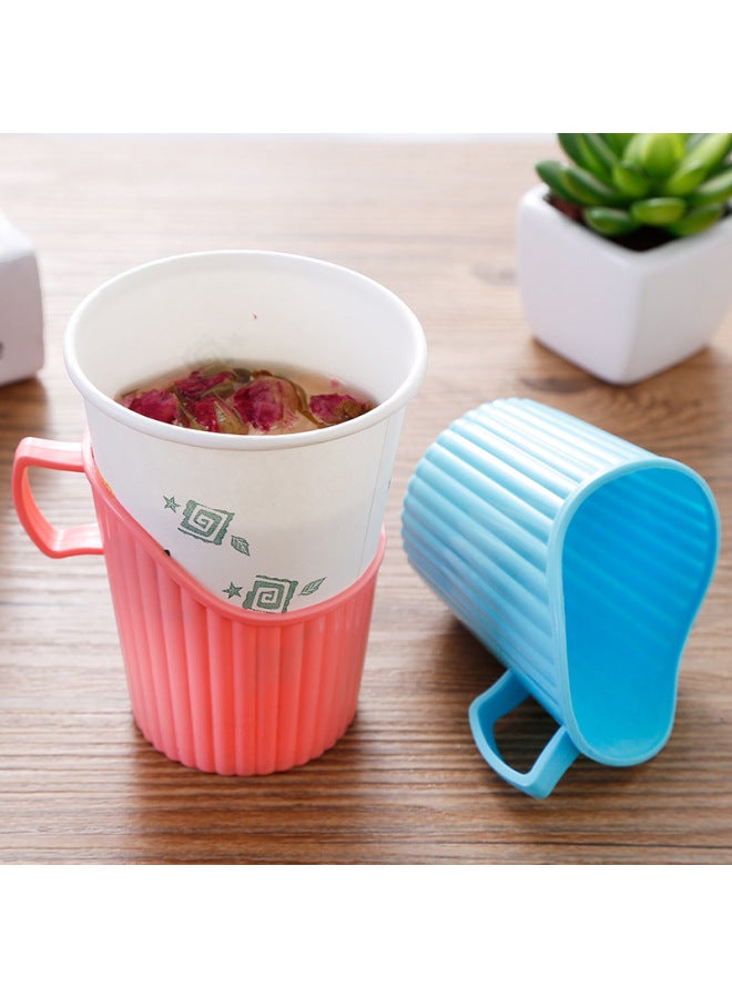 Household Disposable Paper Cup Holder Office Plastic Cup Cover Boiling Water Heat Insulation Anti-scalding Thickened Cup Holder Cup Cover-Color:Color Random Blend-Specifications:About 7.4*8.5 (manual Measurement With Error) - Image 1