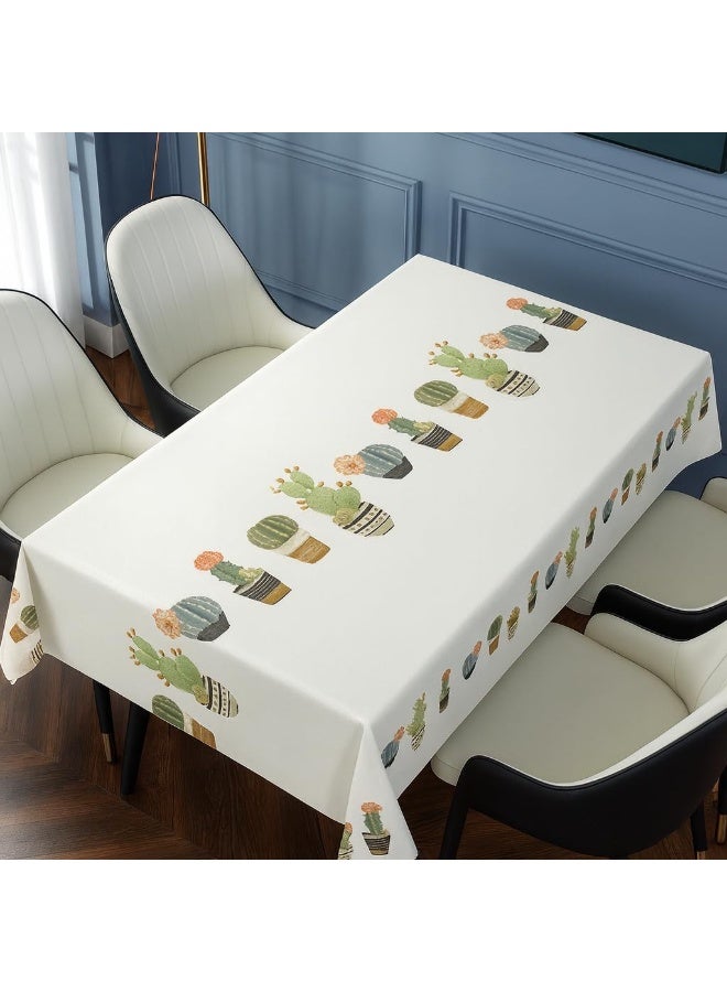 UKR Waterproof PVC Tablecloth for Dining Table Rectangle Table Cover Wipe Clean Vinyl Durable (Cactus Garden Flower, 140x200 cm) - Image 2