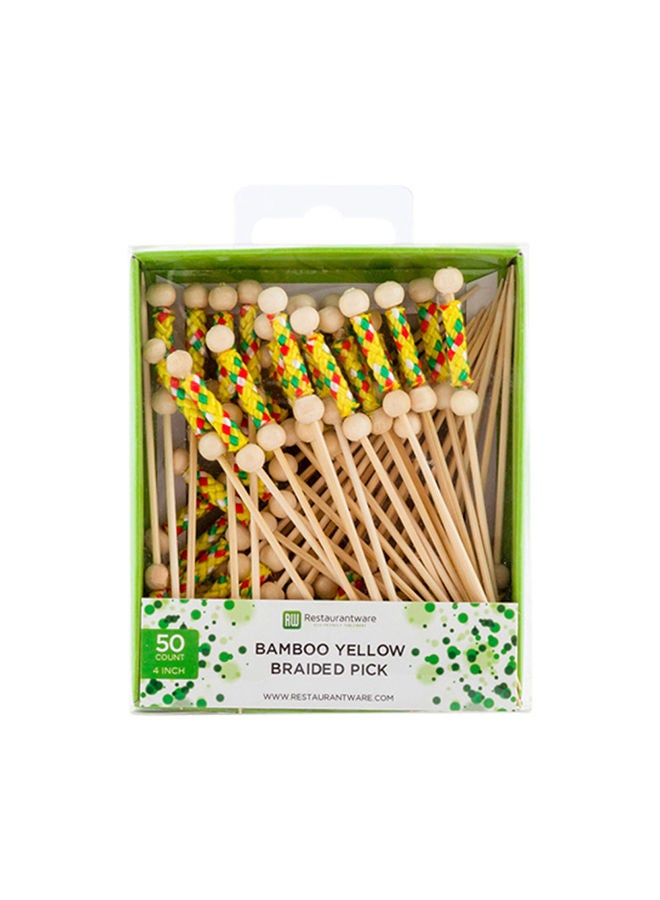 Restaurantware 4 Inch Decorative Skewers, 500 Braided Design Decorative Bamboo Skewers - Sharp Point, Sturdy, Yellow Bamboo Decorative Picks, For Appetizers Or Garnishes - Image 4