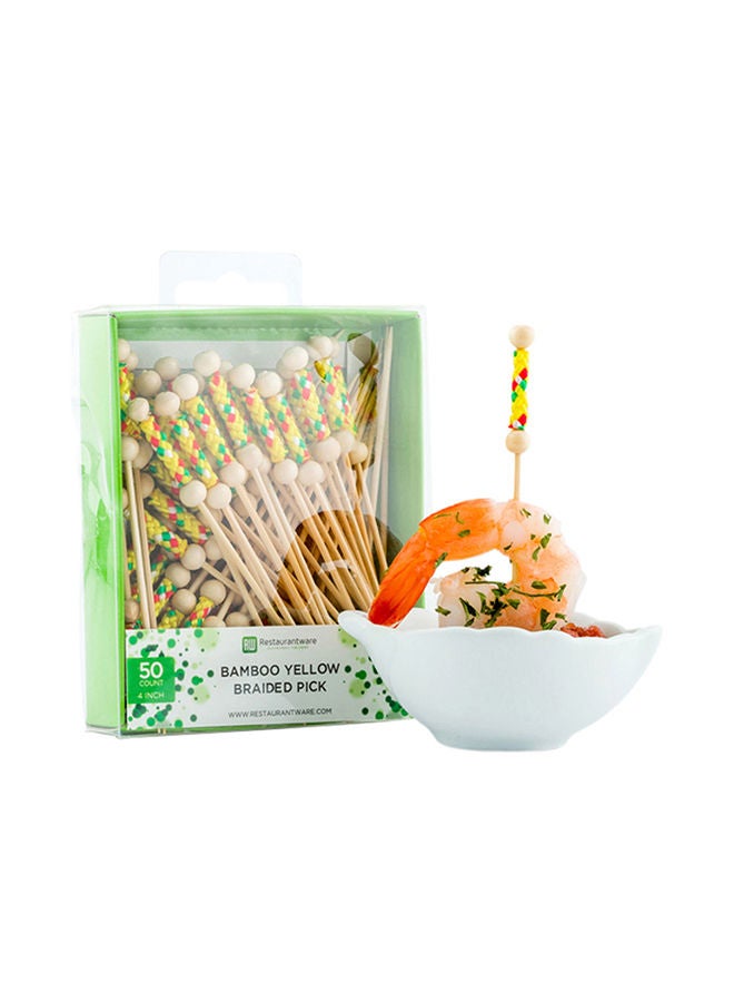 Restaurantware 4 Inch Decorative Skewers, 500 Braided Design Decorative Bamboo Skewers - Sharp Point, Sturdy, Yellow Bamboo Decorative Picks, For Appetizers Or Garnishes - Image 5
