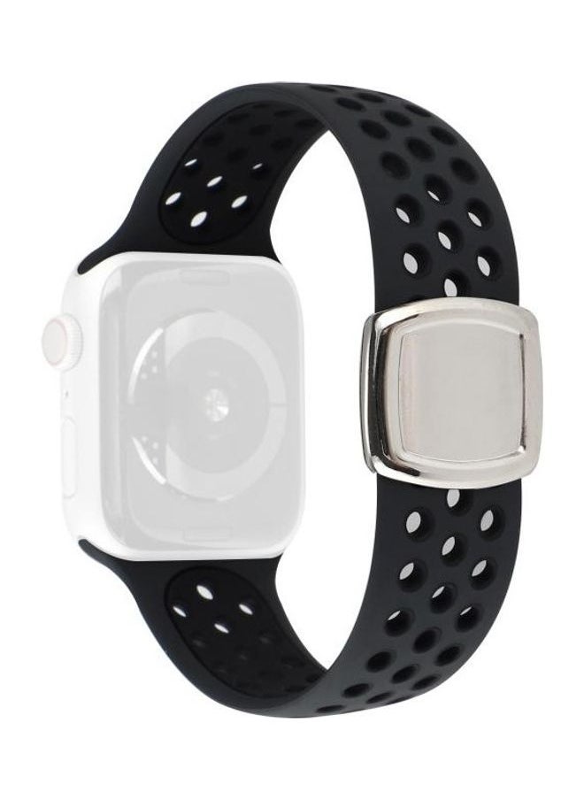 PROMASS Double Colour Silicone Replacement Watchbands For Series 7/6/SE/5/4/3/2/1 42/44/45mm Black 