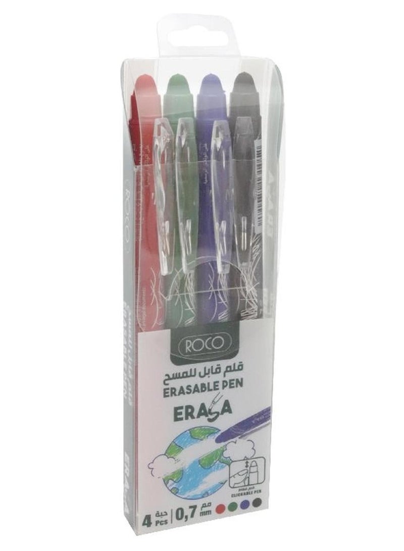 ROCO 4 Piece Erasable Ballpoint Pen Red/Blue/Black/Green - Image 1