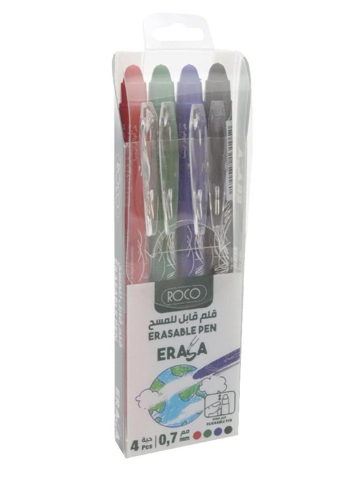 ROCO 4 Piece Erasable Ballpoint Pen Red/Blue/Black/Green  - Image 1