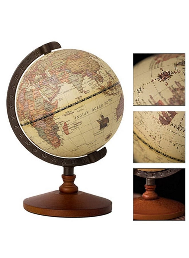 Calidaka Geographic Globes, Antique Globe With A Wood Base, Vintage Decorative Political Desktop World For School, Home, And Office, 8.7" X 5.5" - Image 3