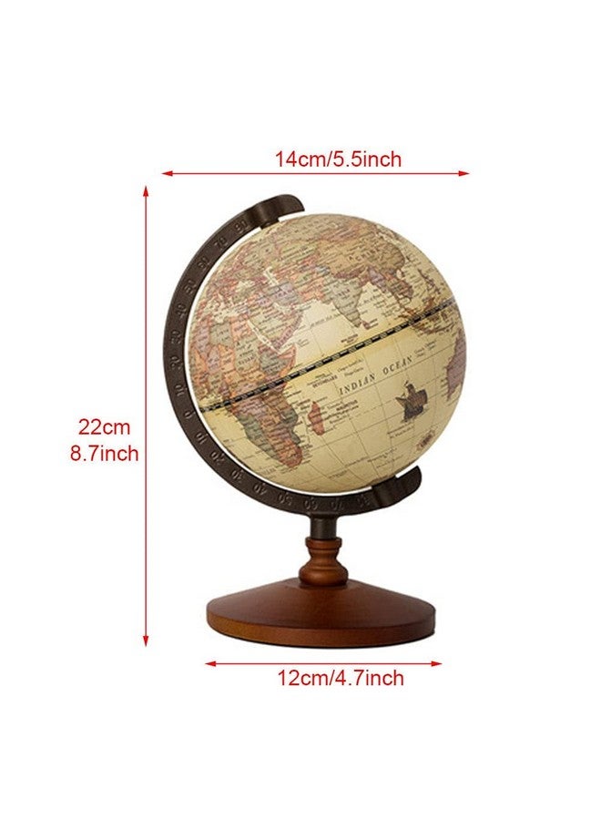 Calidaka Geographic Globes, Antique Globe With A Wood Base, Vintage Decorative Political Desktop World For School, Home, And Office, 8.7" X 5.5" - Image 2