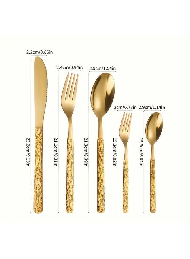 30 Piece Black Stainless Steel Flatware Set Mirror Polished Dishwasher Safe - Image 3