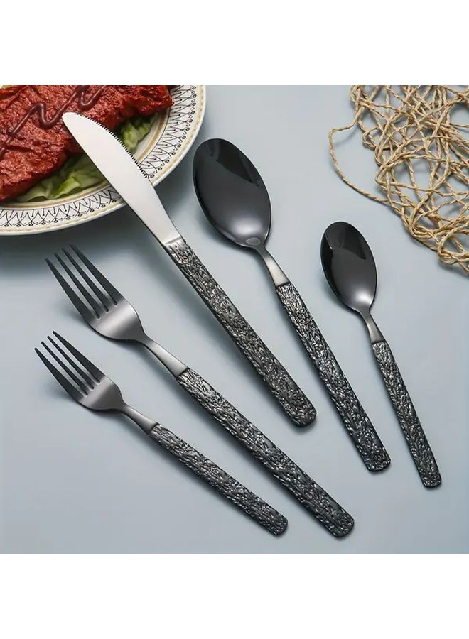 30 Piece Black Stainless Steel Flatware Set Mirror Polished Dishwasher Safe - Image 4