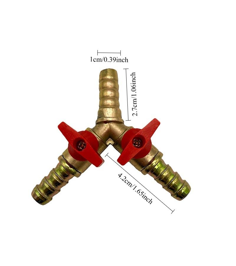 3 Way Y Ball Valve 3/8 Inch Hook Connector For Gas Oil Water Heavy Duty Metal - Image 3
