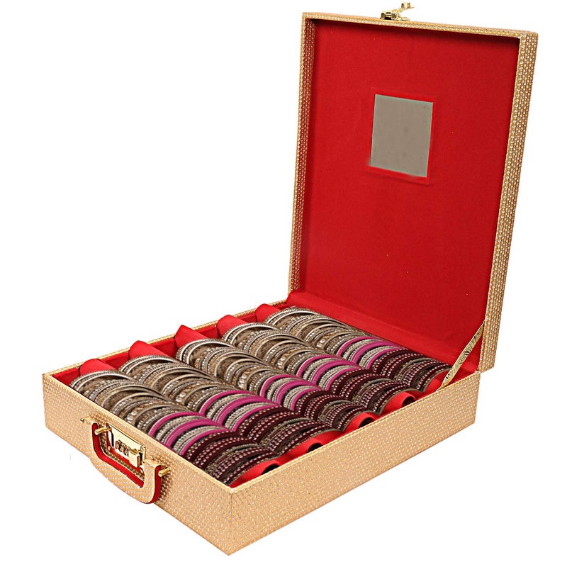 Kuber Industries صندوق تخزين الأساور الخشبي ذو الخمسة قضبان من كوبر إندستريز (ذهبي) - Image 1