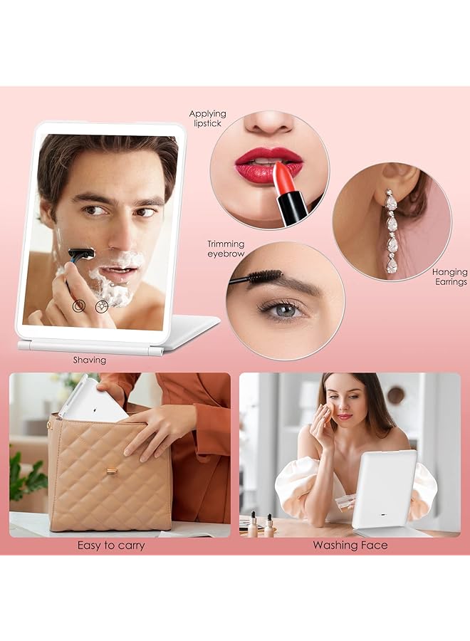 إيروريكس مرآة مكياج مضيئة للسفر مع مرآة زينة مكبرة 3 مرات، 72 مصباح ليد 3 ألوان، شاشة تعمل باللمس قابلة للتعتيم، مرآة مكياج مضيئة محمولة رفيعة للغاية، أدوات تجميل أساسية للسفر والمكتب - Image 3