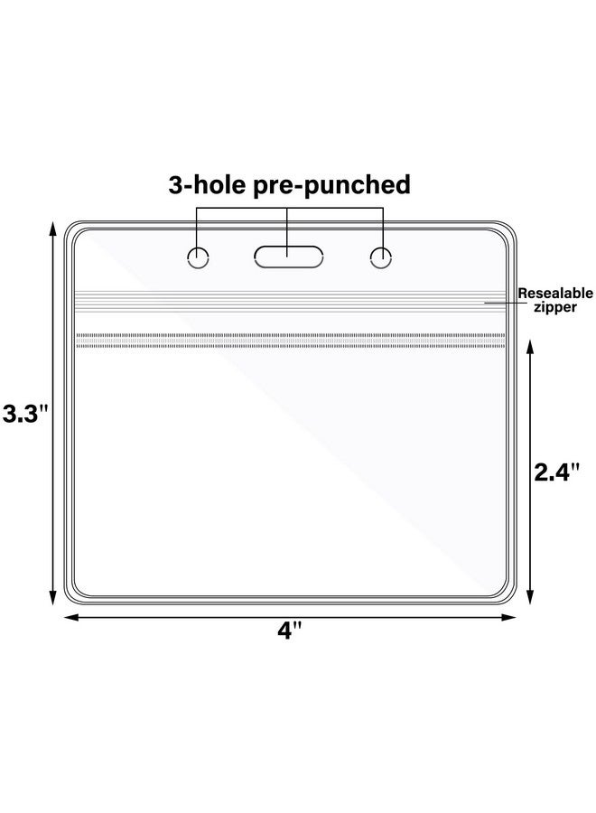 Happy Trees Badge Holder Horizontal Id Card Protector, Name Tag Badge Holders With Resealable Zip, Clear Pvc Plastic Sleeves, Pass Case Credential Pouch For Office, School (8 Pack)  - Image 2