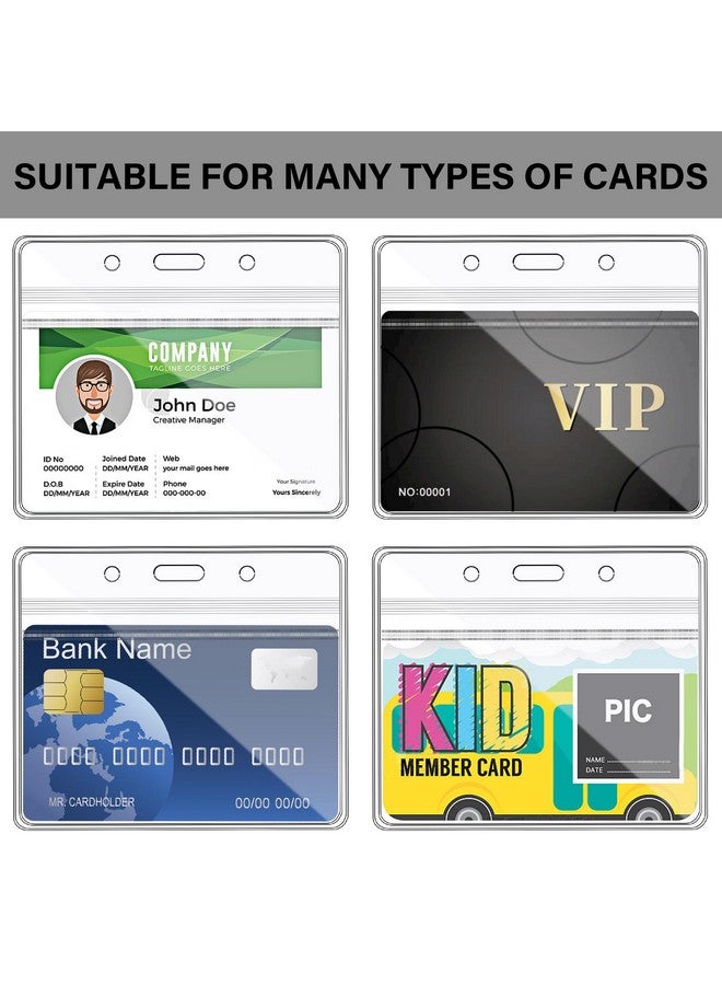 Happy Trees Badge Holder Horizontal Id Card Protector, Name Tag Badge Holders With Resealable Zip, Clear Pvc Plastic Sleeves, Pass Case Credential Pouch For Office, School (8 Pack)  - Image 5
