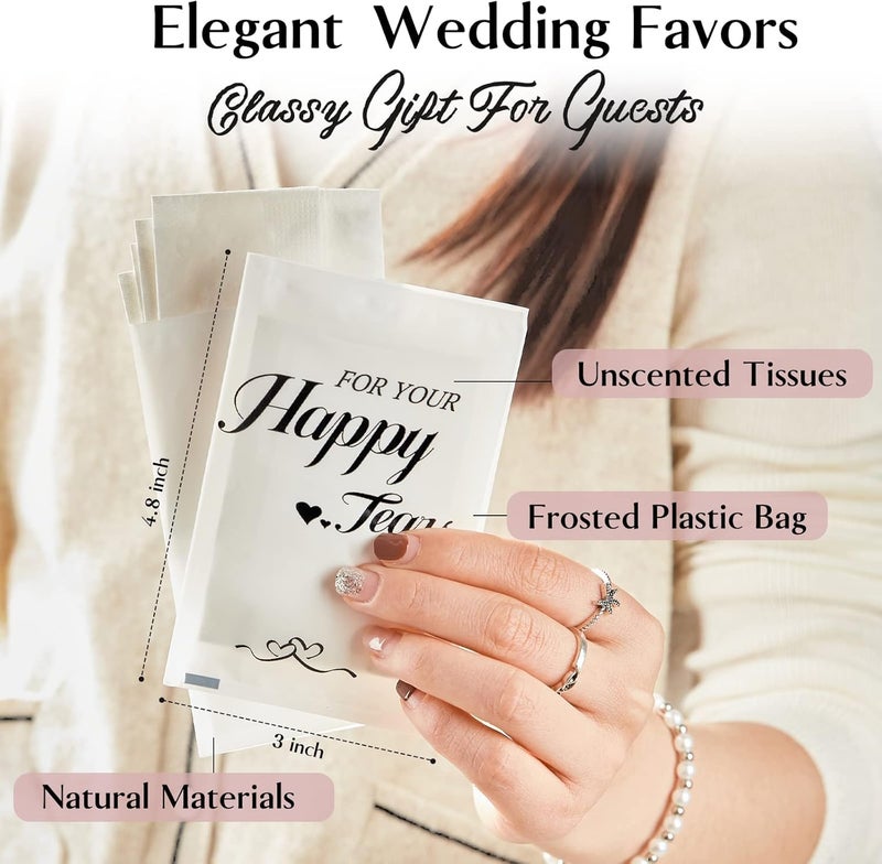 Ocmoiy Happy Tears Tissues (30-Pack) Wedding Tissues Packs for Guests Welcome Favor Bags, Bulk Individual Pocket Tissue Packs for Your Big Moments - Image 4