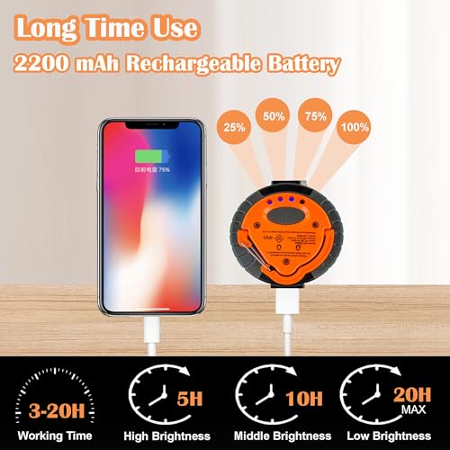 LIT-PaTH LED Camping Lantern, Rechargeable Light with Magnet Base, 2200 mAh, Survival Kit for Emergency, Hurricane, Outage, Medium Orange, 1 Pack - Image 3