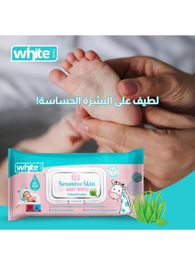 White Baby Wipes for Sensitive Skin – 72 Wipes - Image 2