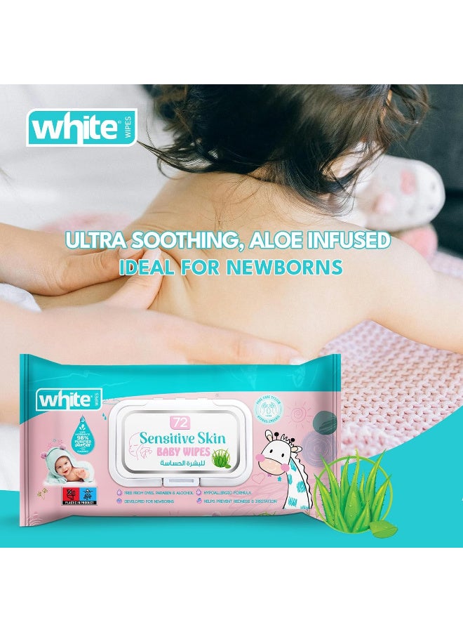White Baby Wipes for Sensitive Skin – 72 Wipes - Image 5