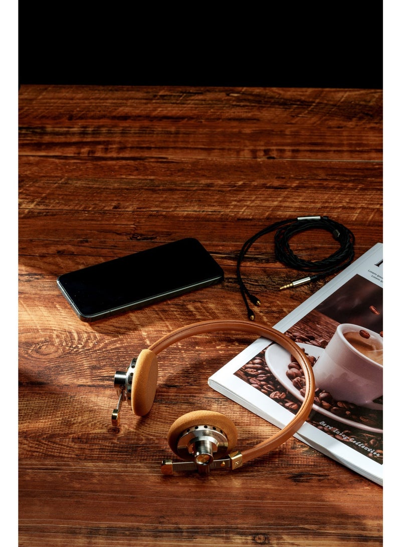 ROSESELSA Distant Mountain Wired On-Ear Headphones, Retro Open-Back HiFi Headset with 40mm Dynamic Driver, CNC Stainless Steel & Lambskin, MMCX Detachable Cable - Image 2