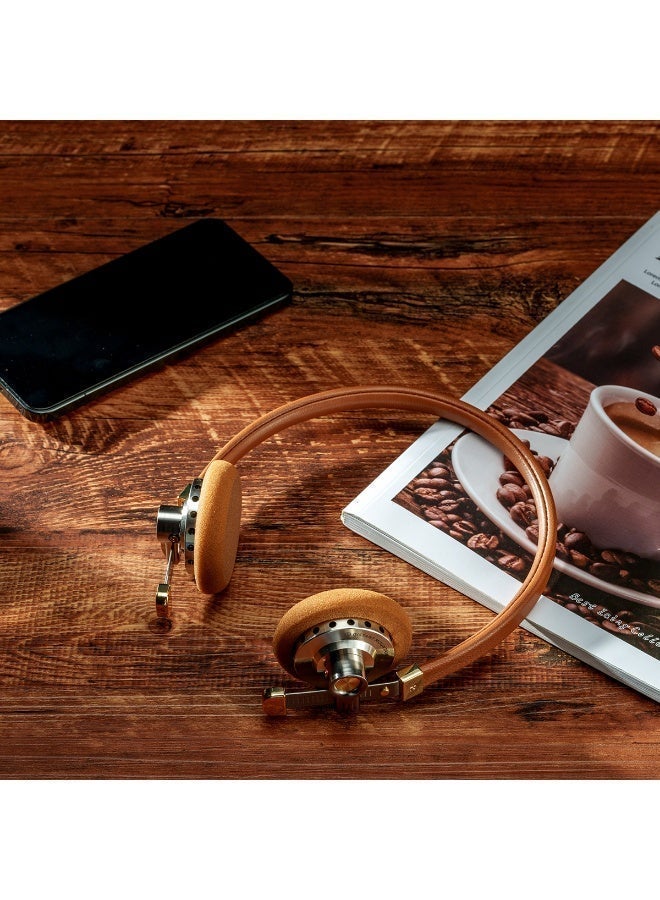 ROSESELSA Distant Mountain Wired On-Ear Headphones, Retro Open-Back HiFi Headset with 40mm Dynamic Driver, CNC Stainless Steel & Lambskin, MMCX Detachable Cable - Image 4